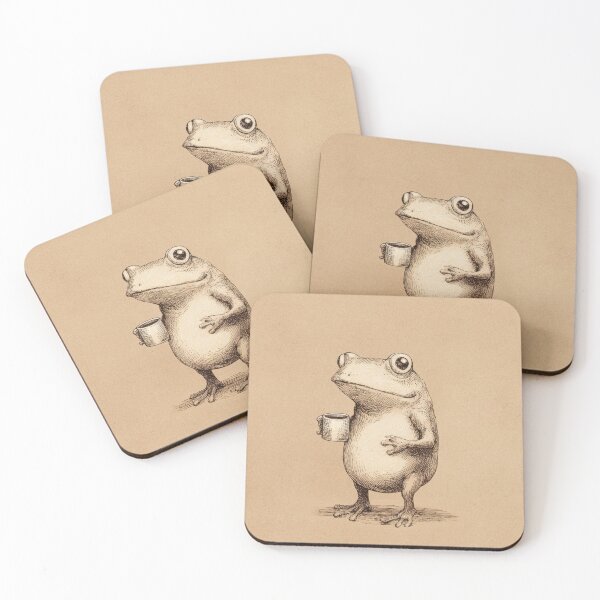 Item preview, Frog holding a cup at a table designed and sold by anytka.