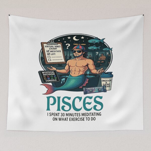 Item preview, Funny Pisces Zodiac Gym - "Too Mystical to Lift" Meditation T-shirt designed and sold by ClaussShop.