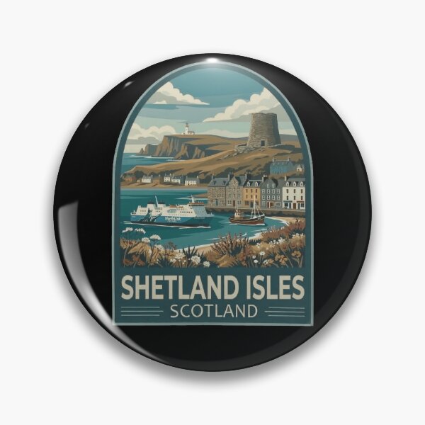Item preview, Shetland Isles Scotland Vintage Travel Poster designed and sold by Loom on the Loch.