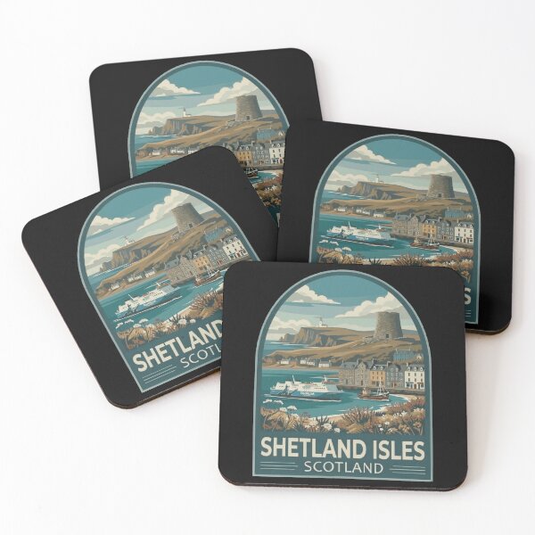 Item preview, Shetland Isles Scotland Vintage Travel Poster designed and sold by Loom on the Loch.