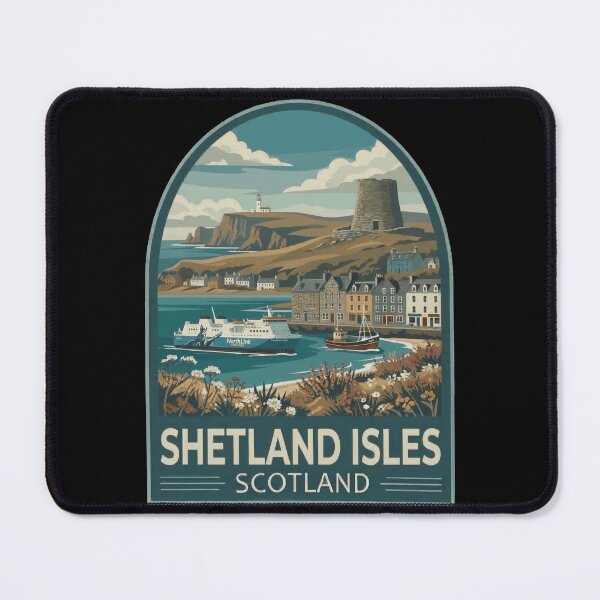 Item preview, Shetland Isles Scotland Vintage Travel Poster designed and sold by Loom on the Loch.