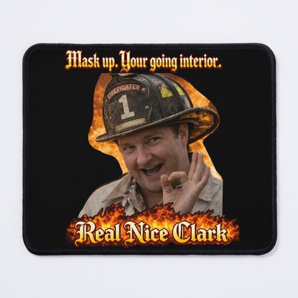 Item preview, Real Nice Clark Firefighter Sticker – Mask Up You’re Going Interior | Funny Fireman Meme Decal designed and sold by taylor75o.