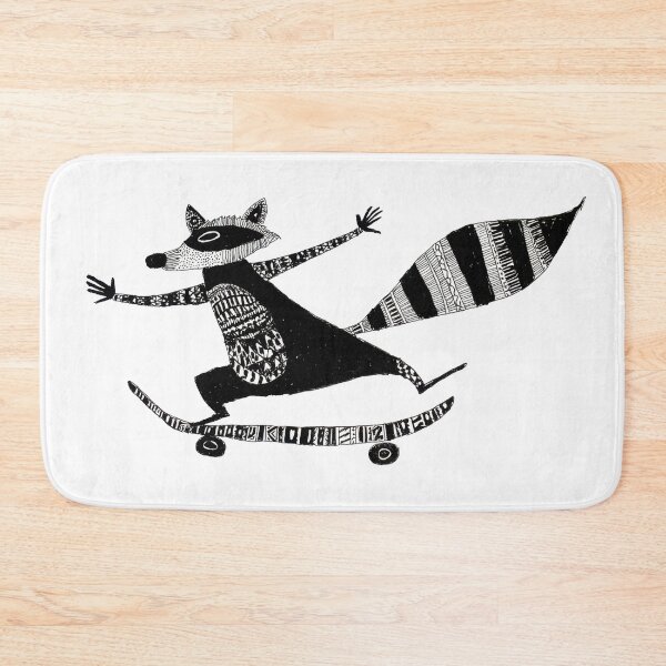 Item preview, Raccoon skateboarding in black style designed and sold by anytka.