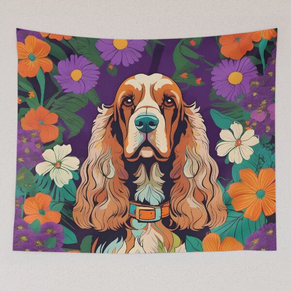Item preview, Floral Cocker Spaniel Colorful Dog Art designed and sold by StarPrintStudio.