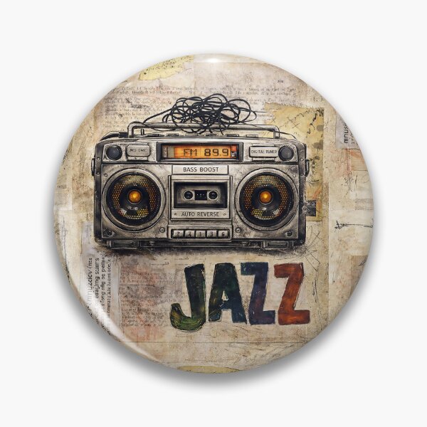 Item preview, Retro Boombox Jazz Design – Vintage Music Aesthetic with Cassette Radio for Analog and 90s Lovers designed and sold by art2print.