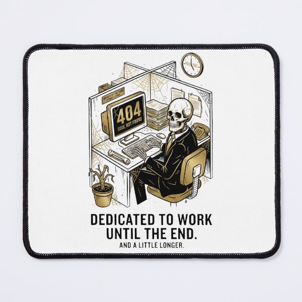 Item preview, Dedicated To Work Skeleton Funny Office Burnout Dark Humor designed and sold by DraftAndDoneArt.