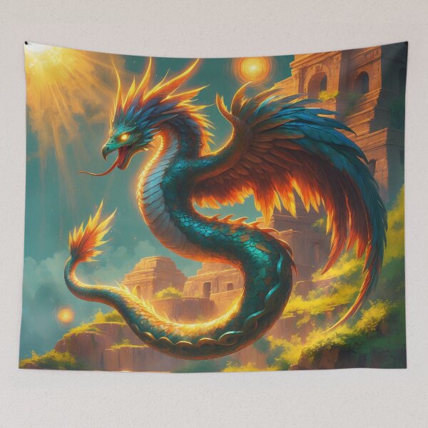 Item preview, Quetzalcoatl - Aztec Feathered Serpent Fantasy Art designed and sold by Lucid Dream Pixel.