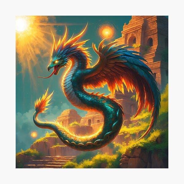 Item preview, Quetzalcoatl - Aztec Feathered Serpent Fantasy Art designed and sold by Lucid Dream Pixel.
