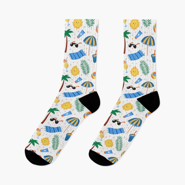 Item preview, Summer Vacation Print, Beach Pattern Design. Tropical Palm Trees, Sun, Umbrella designed and sold by AnnaVioletStore.
