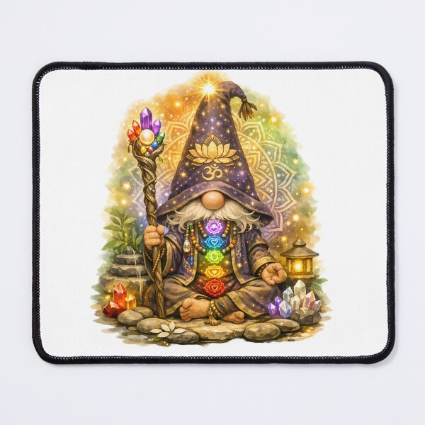 Item preview, Chakra Gnome – Mystical Energy Wizard | Seven Chakra Crystal Gnome Art designed and sold by Aurora & Ink Artworks .