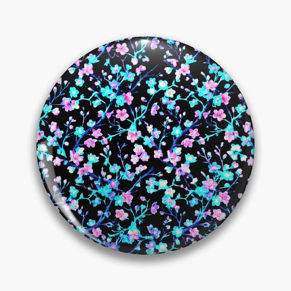 Item preview, Neon Pastel Busy Spring Blossoms Print on Black designed and sold by BeJolley.