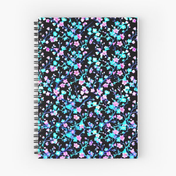 Item preview, Neon Pastel Busy Spring Blossoms Print on Black designed and sold by BeJolley.