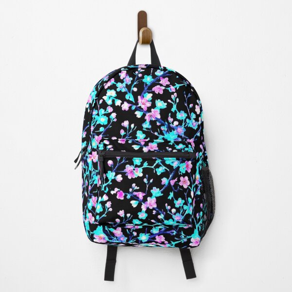 Item preview, Neon Pastel Busy Spring Blossoms Print on Black designed and sold by BeJolley.