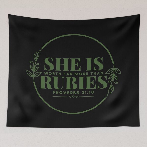 Item preview, Proverbs 31:10 - Virtuous Woman Worth More Than Rubies - Green Design designed and sold by MoriaStore.