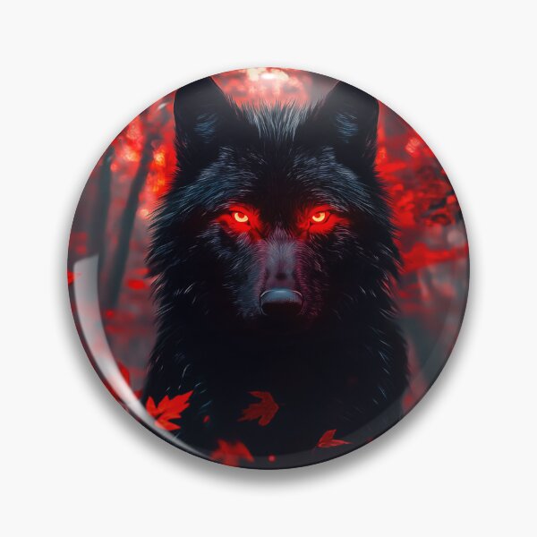 Item preview, Black Wolf with Glowing Red Eyes in Forest designed and sold by PetsArt.