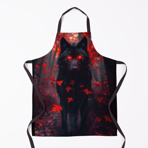 Item preview, Black Wolf with Glowing Red Eyes in Forest designed and sold by PetsArt.