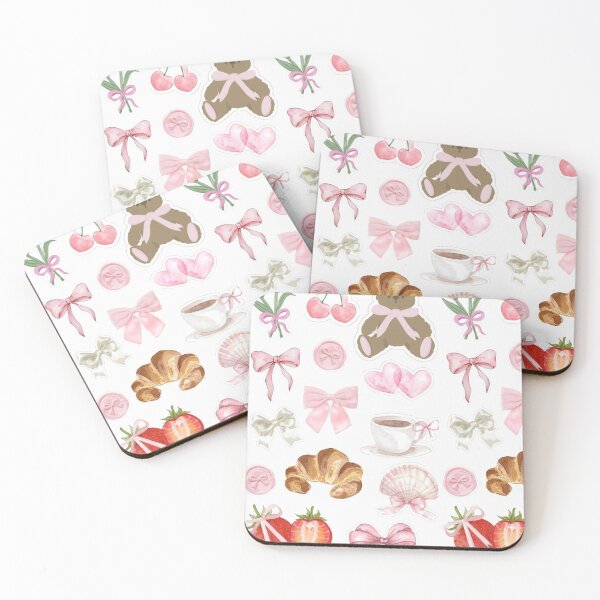 Item preview, Pink Coquette Picnic Sticker Pack - Teddy Bear, Croissants & Strawberries designed and sold by Camistudios.