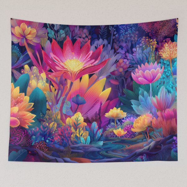Item preview, Vibrant Fantasy Flower Garden designed and sold by LuminousFoundry.