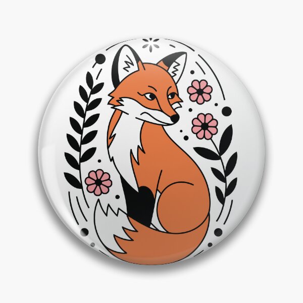 Item preview, Floral Fox Portrait – Oval Frame Flat Vector Illustration designed and sold by EmeraldeaArt.