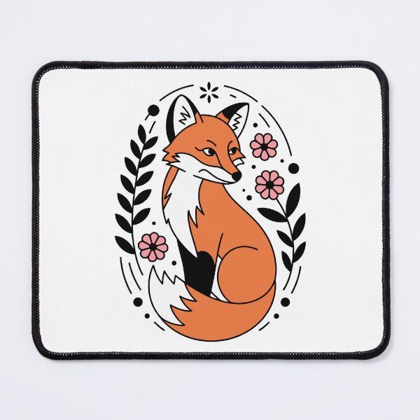 Item preview, Floral Fox Portrait – Oval Frame Flat Vector Illustration designed and sold by EmeraldeaArt.