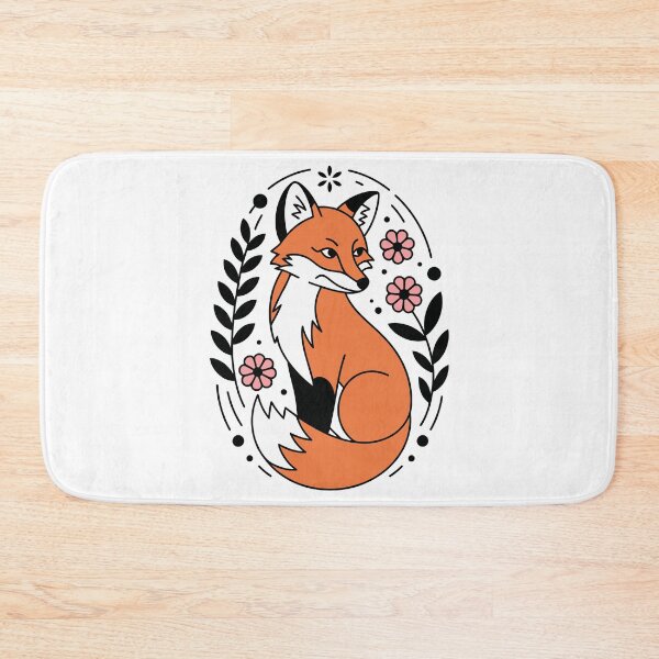 Item preview, Floral Fox Portrait – Oval Frame Flat Vector Illustration designed and sold by EmeraldeaArt.