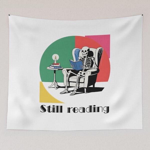 Item preview, Still Reading Skeleton Design – Retro Book Lover Aesthetic Dark Humor Reader Gift designed and sold by ArcticFoxStudio.