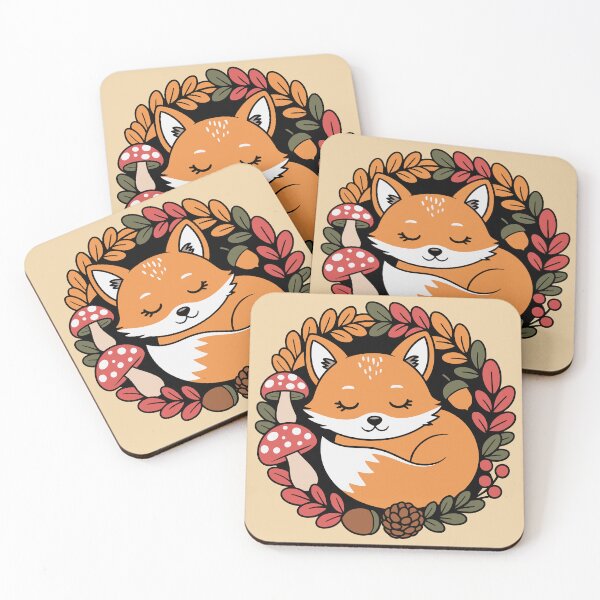 Item preview, Sleeping Fox in Autumn Leaves – Cozy Cottagecore Design designed and sold by EmeraldeaArt.