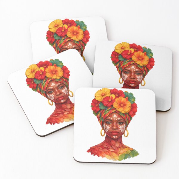 Item preview, Afro Floral Woman Art – Juneteenth Design, African Queen Portrait, Black Culture Illustration, Colorful Flower Headwrap designed and sold by ArtSpark Studio.