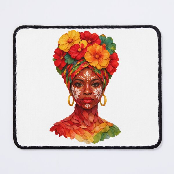 Item preview, Afro Floral Woman Art – Juneteenth Design, African Queen Portrait, Black Culture Illustration, Colorful Flower Headwrap designed and sold by ArtSpark Studio.