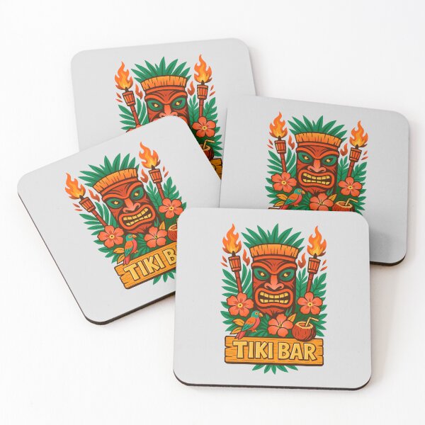 Item preview, Retro Tiki Mask, Tropical Vibes illustration  designed and sold by Stef Ringoot, cartoons and illustrations.