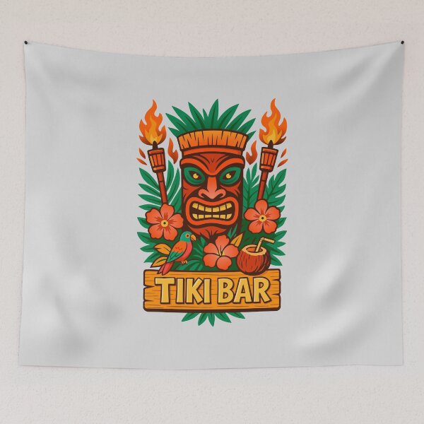 Item preview, Retro Tiki Mask, Tropical Vibes illustration  designed and sold by Stef Ringoot, cartoons and illustrations.