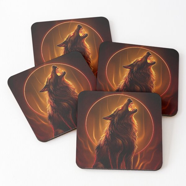 Item preview, Fiery Wolf Howling at the Moon designed and sold by PetsArt.