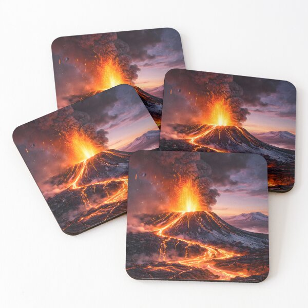 Item preview, Erupting Volcano with Flowing Lava River designed and sold by Yomere.