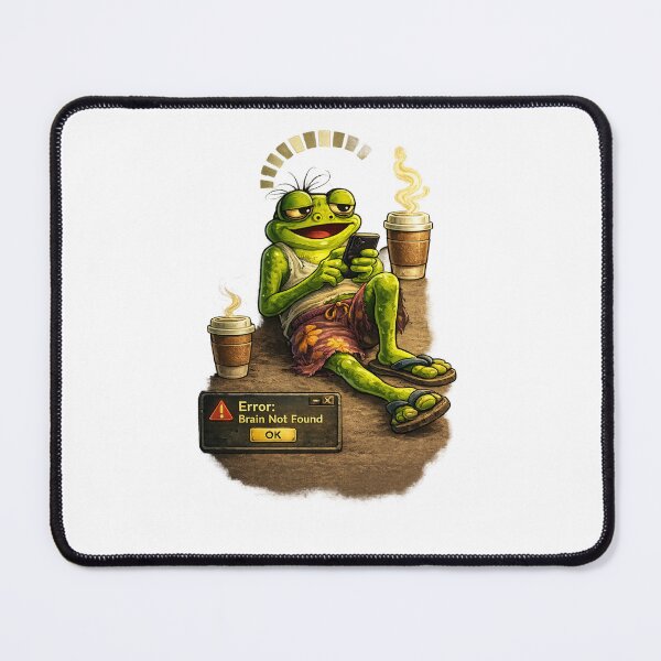 Item preview, Relaxed Frog on Mobile – Coffee Break Loading ERROR designed and sold by Dinaelsherkawy.