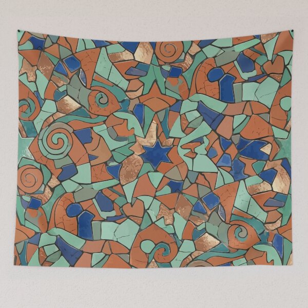 Item preview, Earthy Mosaic Spiral with Turquoise Fragments designed and sold by RidaSalArt.