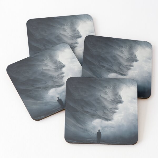 Item preview, Surreal Giant Swirling Cloud Face Looming Over Tiny Silhouette Figure designed and sold by EK-World.