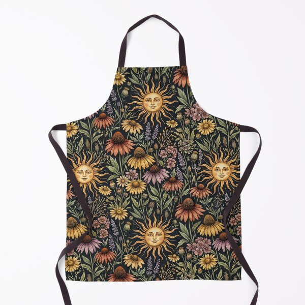 Item preview, Celestial Sun and Wildflower Pattern Dark Boho Botanical Art Print designed and sold by SezzyDesigns.