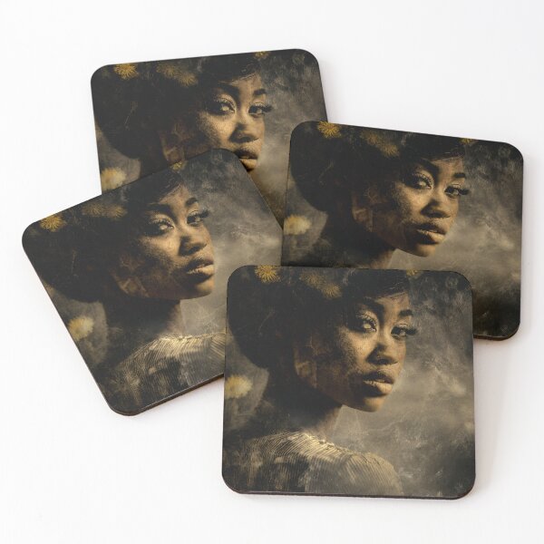 Item preview, Surreal Woman with Yellow Dandelions in Hair – Textured Aged Portrait designed and sold by EK-World.
