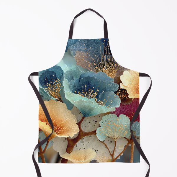Item preview, Surreal Fantasy Flowers with Golden Stamens in Blue Teal & Orange designed and sold by EK-World.