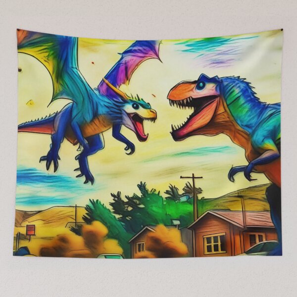 Item preview, Friendly Encounter - Dragon and Dinosaur designed and sold by NaturePrints.