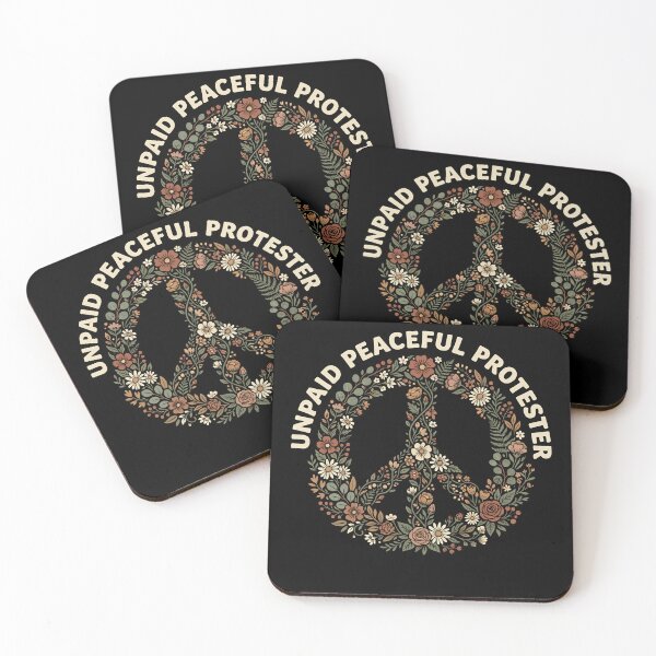 Item preview, Unpaid Peaceful Protester - Retro Floral Peace Sign designed and sold by Nordo Studio.