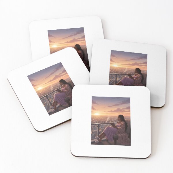 Item preview, Cozy reader: cityscape on sunset designed and sold by SoftUrbanArt.