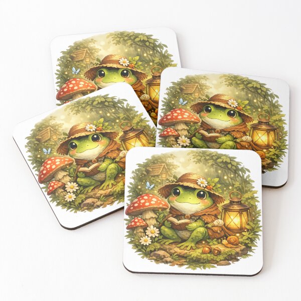 Item preview, Cottagecore Cottagecore Frog Reading – Whimsical Forest Art– Whimsical Forest Art designed and sold by Dinaelsherkawy.