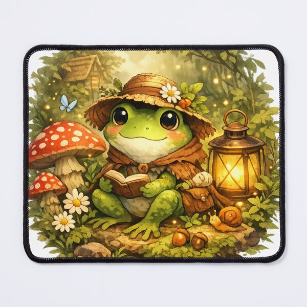 Item preview, Cottagecore Cottagecore Frog Reading – Whimsical Forest Art– Whimsical Forest Art designed and sold by Dinaelsherkawy.