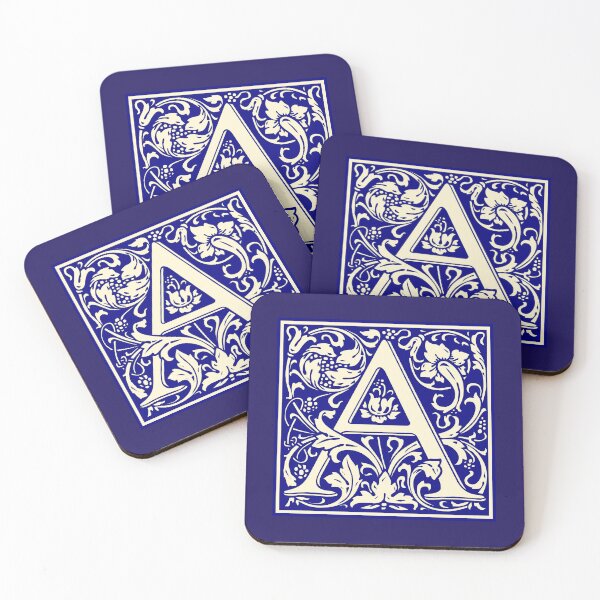 Artikelvorschau, William Morris Vintage Buchstabe A Monogramm Initiale Blau entworfen und verkauft von Jeallan Designs.