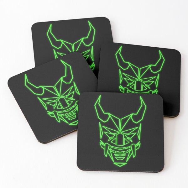 Item preview, Neon Oni Mask – Green Bright Glow Cyberpunk Japanese Demon designed and sold by Neon_Ronin.