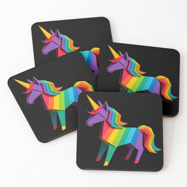 Item preview, Rainbow Origami Unicorn - 3D Geometric Paper Art Aesthetic designed and sold by RohiMade.