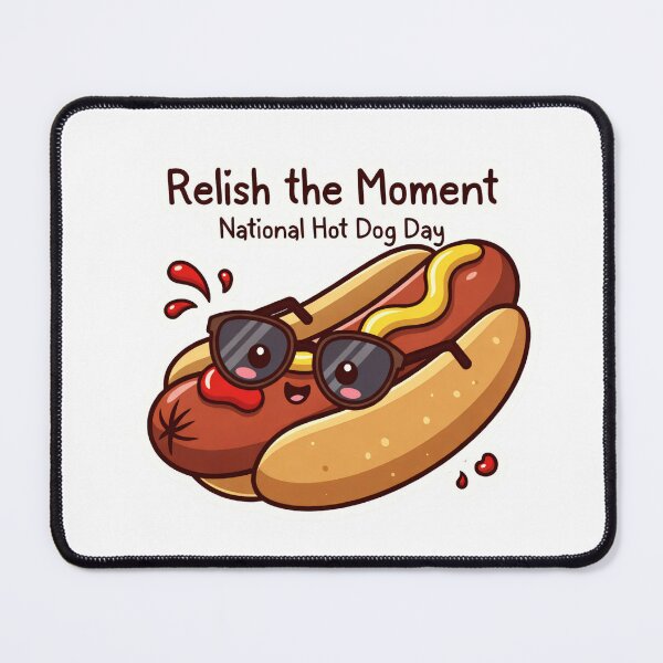 Item preview, Celebrate National Hot Dog Day with a fun hot dog graphic featuring sunglasses and mustard designed and sold by SpaceartLilu.