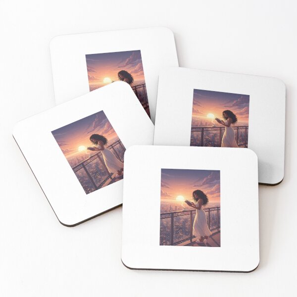 Item preview, Cozy reader: balcony sunset and city designed and sold by SoftUrbanArt.