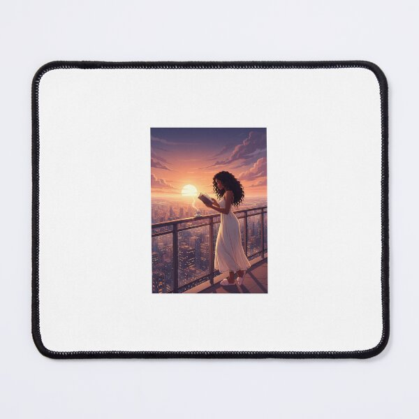 Item preview, Cozy reader: balcony sunset and city designed and sold by SoftUrbanArt.